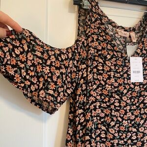 Floral Cold Shoulder Blouse